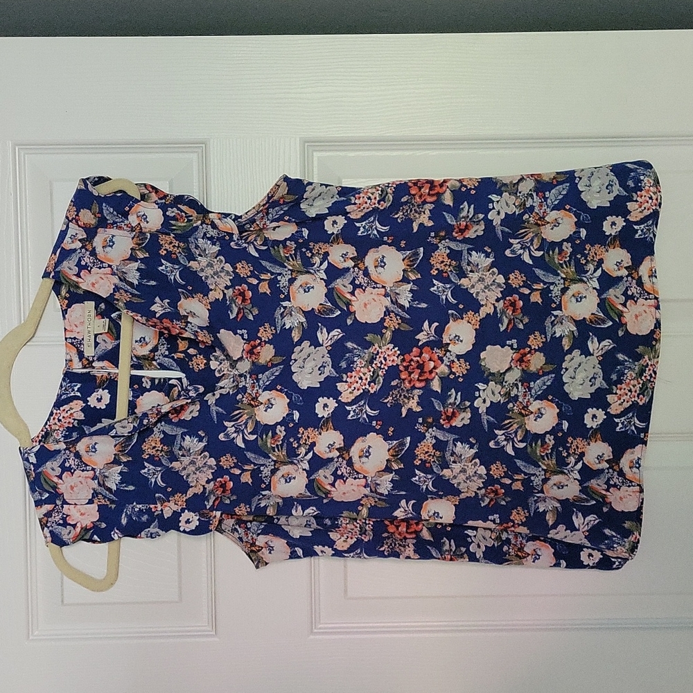 Floral print scalloped sleeve tank blouse